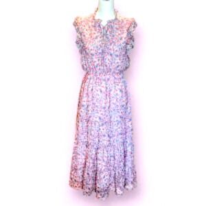 BB Dakota by Steve Madden Chiffon Women's Midi Dress in White Ditsy Floral Small